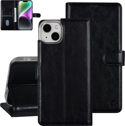 UNIQ Accessory Zwart Pu Leer Book Case Telefoonhoesje voor Apple iPhone 14 Plus - Bescherm je Telefoon!