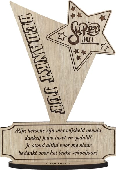 Award Juf - cadeau om lerares te bedanken - bedankt juf- 17,5 x 25 cm