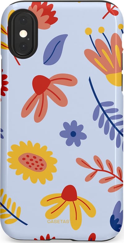 Casetastic hoesje geschikt voor Apple iPhone X / Apple iPhone XS - Dubbellaagse bescherming - Bloemenval - Fashion Case - Lavendel Goud Terracotta