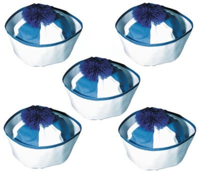 Boland Matrozen hoedje / matrozenpetjes - 10x stuks - wit/blauw - D58 cm - volwassenen