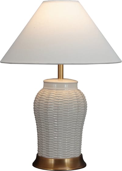 Fine Asianliving Chinese Tafellamp Porselein Wit Contemporary Handgemaakt D41xH55cm
