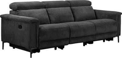 Lund-3Zitsbank - 2 Relaxfauteuils - Antraciet Corduroy
