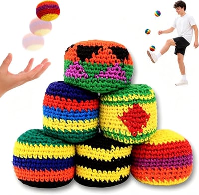 Ulisem - Juggling balls - 6 stuks - Gehaakt - Zacht en veilig - Kleurrijk - Buitenspeelgoed - Kinderspeelgoed - Cadeau voor jongens en meisjes - Gooien en trappen - Hand-oogcoördinatie - Lichtgewicht en draagbaar - Voor verjaardag en reis