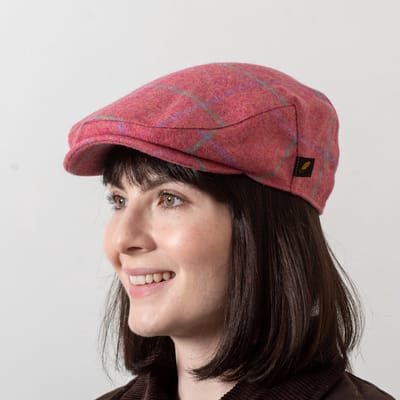 Hatman of Ireland Flat Cap Aran Pink – Unisex Platte Pet van 100% Ierse Scheerwol maat S/M (56-58cm)