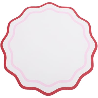Leren placemat 33cm Rood Rond Bloemvorm Antislip Hittebestendig PU Leer Tafelmat voor Eetkamer Familiebijeenkomsten