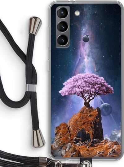 Case Company® - Hoesje met koord geschikt voor Samsung Galaxy S21 hoesje met Koord - Ambition - Telefoonhoesje met Zwart Koord - Bescherming aan alle Kanten en Over de Schermrand