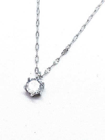 Ketting Dames- Zilver 925- Ketting met Diamant Hanger- Gedraaid- Vrouw- LiLaLove- Moederdag