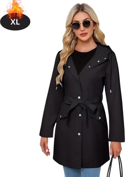 Livano Mantel Dames - Tussenmantel - Jas - Mantelpakje - Trenchcoat - Overjas - Overcoat - Winter - Zwart - XL