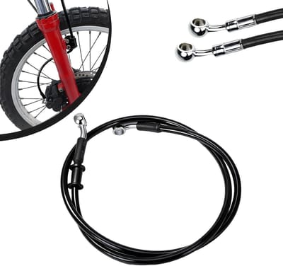 Remkoppeling Slang - Versterkte Leiding - Motorfiets Onderhoud - Gevlochten Staal - Tot 2000 mm - Zwart