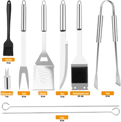 Nexvo® Bbq Gereedschap - Bbq Accesoires - Bbq tang - Zwart/Zilver - ‎13cm x 5cm x 39cm
