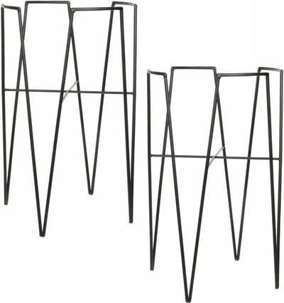 Mica Decorations - 2x stuks - bloempot plantenpot standaard verhoger - zwart - D30 x H50 cm - metaal