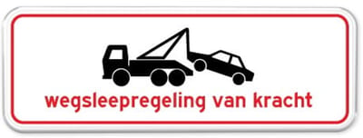 Wegsleepregeling - rood - Weerbestendig Aluminium - 40x15 cm - Bevestiging: Zonder bevestiging (alleen het bord)