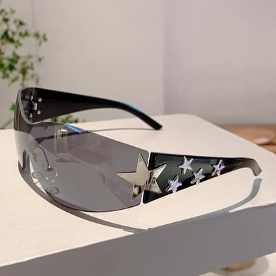 Lunettes de Soleil Sans Monture Y2K Lunettes Dames Pour Hommes Style Designer Luxe Style Classique Pentagramme Lunettes de Soleil Populaires Punk Hip Hop Rose Élégant Dames