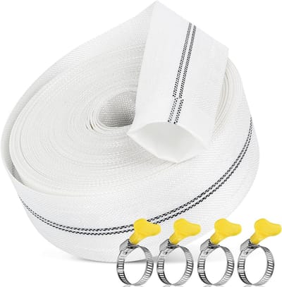1 1/4 Inch Woven Slang 20m met 4 Klemmen - Flexibele Pomp Slang voor Tuinirrigatie, Bouw en Zwembaden