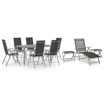 vidaXL - 10-delige - Tuinset - zwart - en - zilverkleurig