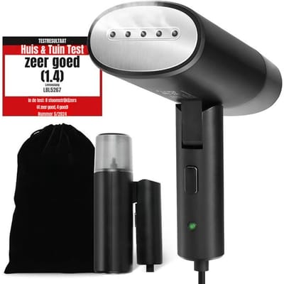 RVV® Stoomreiniger kleding - Stoomreiniger - Stoomreinigers - 900 W - 120 ml - Kledingstomer - Zwart - ‎18cm x 9cm x 15cm