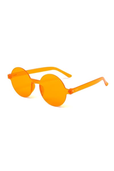 KIMU® Zonnebril Rond - Zonder Montuur - Oranje Glazen - Dames Heren Retro Montuurloos Holland Nederland Koningsdag Festival