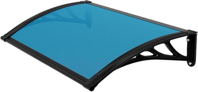 Deurluifel Polycarbonaat - Regenhoes Buiten - Entree Beschermen - Schuin Afwaterend Oppervlak - 60 x 120 cm - Blauw