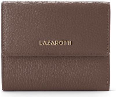 Lazarotti Leren portemonnee Bologna Leather Wallet With 8 Card Slots Taupe bruine