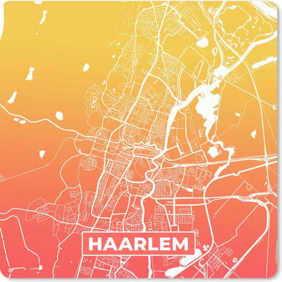 Muismat 20x20 cm - Mousepad Stadskaart - Haarlem - Geel - Oranje - Muismatten