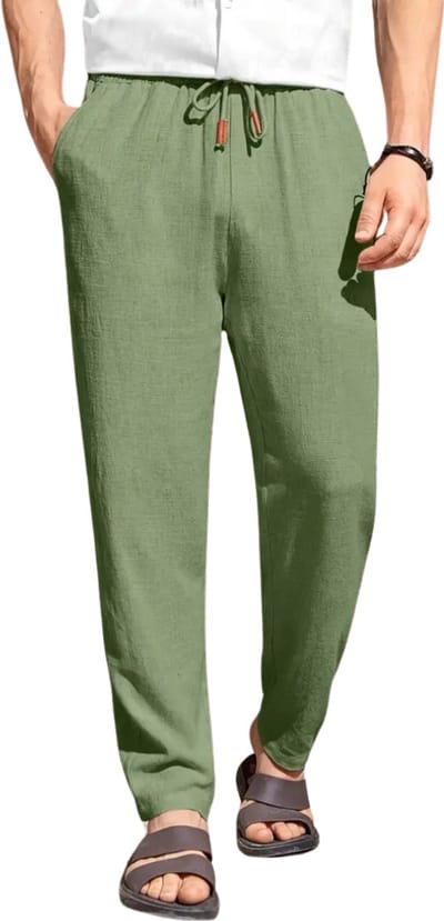 Livano Linnen Broek Heren - Zomerbroek - Volwassenen - Lange Broek - Pantalon - Strandbroek - Zomer - Ibiza Stijl - Groen - Maat XS