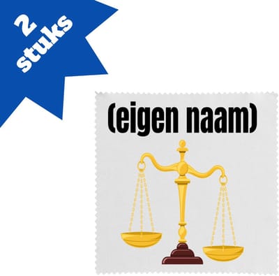 Akyol - rechter weegschaal brillendoekjes - Advocaat - advocaten - met eigen naam - leuk cadeau voor iemand die advocaat is - cadeau - kado - 17,8 bij 17,8 cm - 2 stuks