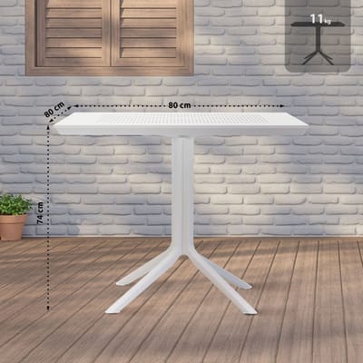 CLP Lenval Tuintafel - Weerbestendig UV-Bestendig - Voor Balkon - Tuin - Terras - Binnengebruik - Compact - wit