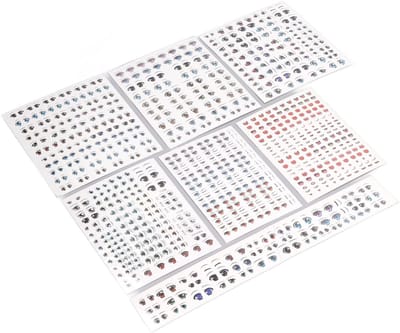 Dailygoods- Poppenoogstickers - 7 Vellen - Eenvoudig te Gebruiken - Voor Poppenmond - Creatief Speelgoed - Decoratie voor Poppen - Poppenogen