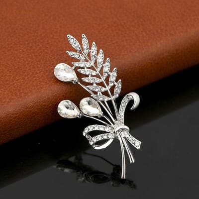 Retro Rijstkorrel Legering Strass Speld Damespak Kristallen Broche Kleding Accessoires black