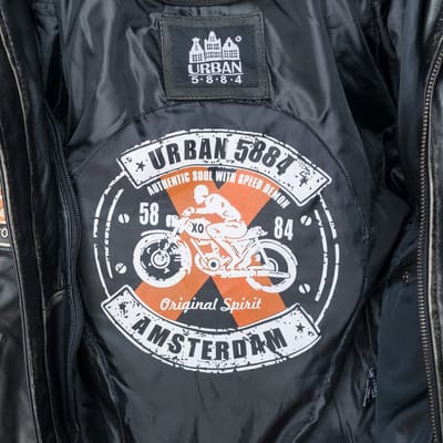 Urban 5884® - Fifty Eight - Heren Motorjas - Rund Leer- Breaker Grey - Vintage - Hoodie - Maat L