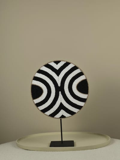 Blitzdeco - Kralen Ornament op Standaard - Stanley - Handgemaakt - Zwart Wit - Modern - 30CM
