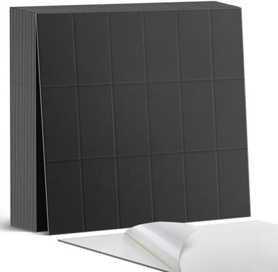 Coloray Plaktegels - Geometrisch patroon van rechthoeken Zelfklevende Tegels - 20 cm x 20 cm - Zwart Plaktegels - 20 stuks - Vierkant PVC Tegels - Plaktegels Badkamer - Plaktegels Vloer - Vinyltegels Vloer Zelfklevend - Wandtegel Zelfklevend