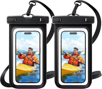 Famanu – 2 Stuks Universele Waterdichte Telefoonhoes - Onderwater Droge Zak voor smartphone tot 7'' - Zwart
