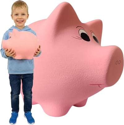 Spaarvarken Keramiek XXL - Spaarpot Varken - Geld Sparen - Traditioneel zonder opening - 33x22x22 cm - Poederroze