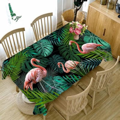 Flamingo En Groen Jungle Patroon Tafelkleed Stofdicht Wasbare Doek Verdikken Katoen Rechthoekig En Rond Tafelkleed 70 X 150CM