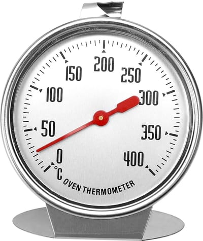 SnelShoppen - RVS Oven Thermometer - Digitale Kookthermometer voor Bakken en Grillen - Meetbereik van 0°C tot 400°C - Voor Hangend en Plaatsing - Grot