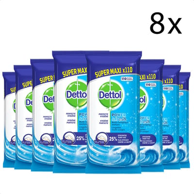 Dettol Schoonmaakdoekjes Power & Fresh - Oceaan - Maxi 110 stuks x8 - Voordeelverpakking
