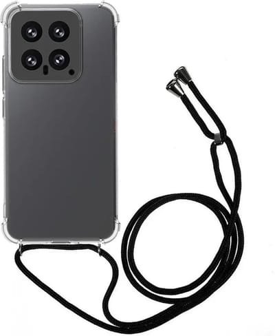 Schokbestendig Transparant Hoesje met Koord Geschikt voor Xiaomi 14 | Shockproof Back Cover met Ketting | Flexibel TPU | Doorzichtig