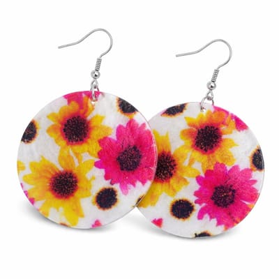 Schelpen Oorbellen Bloemenprint Boho Nikkelvrij Geschenkzakje Behave