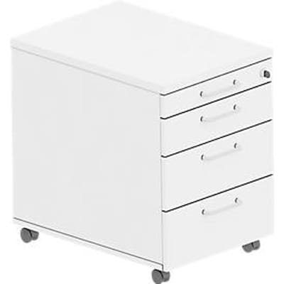 Verrijdbare lade BEXXSTAR, 1 afsluitbare lade voor keukengerei & 3 laden, B 430 x D 600 x H 600 mm, wit