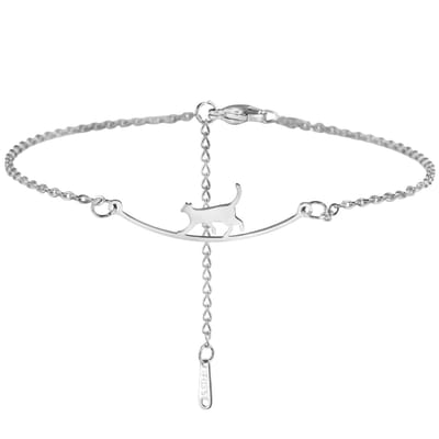 Verstelbare Katten Enkelband - Voetketting voor Vrouwen – Cute Animal Voetsieraad, Enkelketting, Zomer Sieraden, Strand Accessoire, Leuk Cadeau voor Dierliefhebbers en Vriendinnen - Zilver