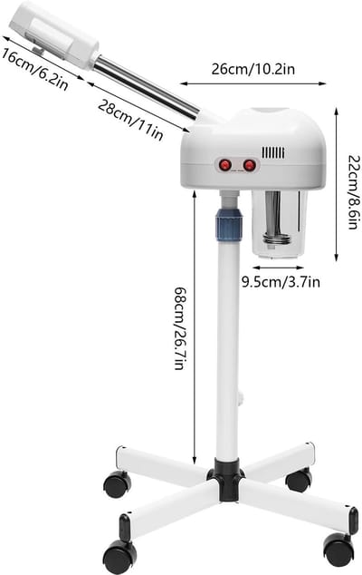 Mila Shop Gezichtsstomer - Gezichtssauna - Gezichtsreiniger - Met Ozonfunctie - Warme en koude stoom - Verstelbare hoogte 112-132cm - Wit
