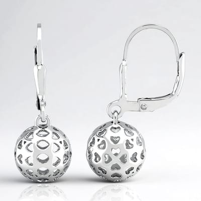 Cavill - 925 Sterling Zilveren Oorbellen - Platina-Gecoat - Ronde Hartmotief - Elegante Zilveren Oorbellen Dames - Comfortabele Klapsluiting - 25 mm