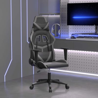 vidaXL - Massage - gamestoel - kunstleer - zwart - en - grijs