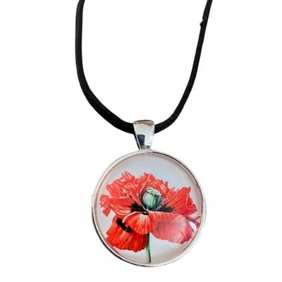 Ketting- Papaver-klaproos-Cabochon-Verstelbaar - Charme Bijoux