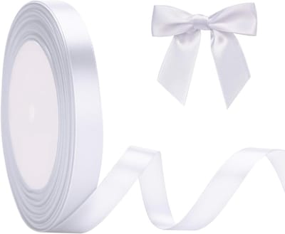 Decoratieve Witte Satijnen Lint van 10mm, 22m voor Cadeauverpakking en Creatieve Projecten, Perfect voor Feestdecoratie en Ambachten