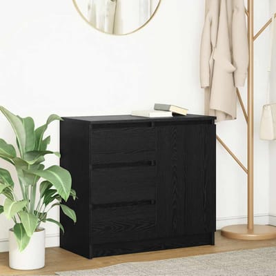 vidaXL - Dressoir - met - lade - 71x35x65 - cm - spaanplaat - zwart - eikenkleurig