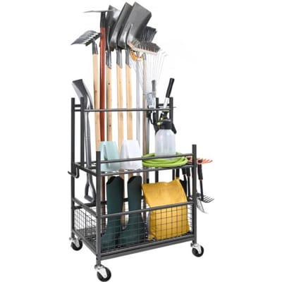 VEVOR Tuingereedschapstandaard 652 x 403 x 990 mm Gereedschapshouder Organizer Koolstofstaal Multifunctioneel Tuingereedschap Opbergrek 16 Sleuven 18 Haken Tuingereedschapshouder Bezemshouder