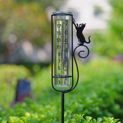 Metalen Regenmeter voor Tuin, Patio en Gazon - Katten Design, Grote Cijfers, Gemakkelijk te Lezen