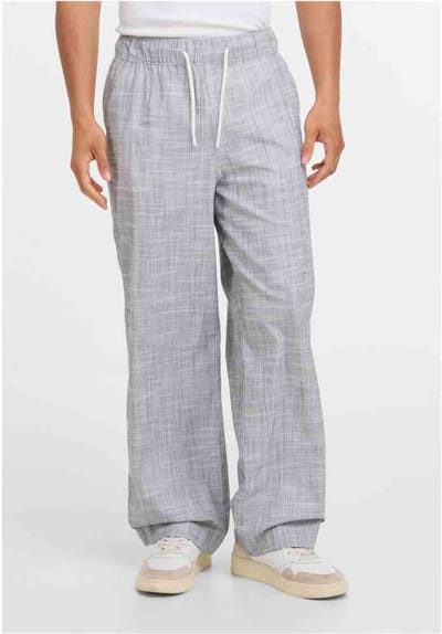 Urban Classics - Loose Structured Broek rechte pijpen - S - Zwart/Wit
